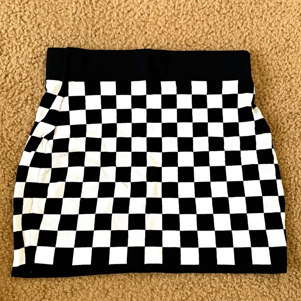 Checkered Cotton Mini Skirt